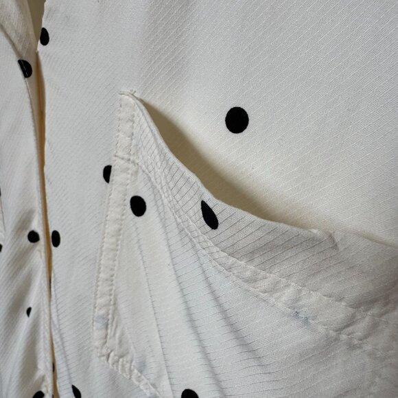 Old Navy Cream Satin Polka Dot Blouse | Size M | Chic Holiday Classic - Picture 12 of 16